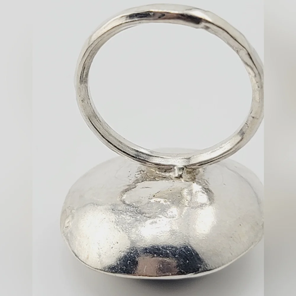 EGG NEST STATEMENT RING HANDMADE IN STERLING SILVER METAL  SIZE 7.5